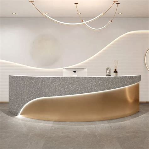 Modern And Luxurious Office Reception Desk With Led Light Nel 2024