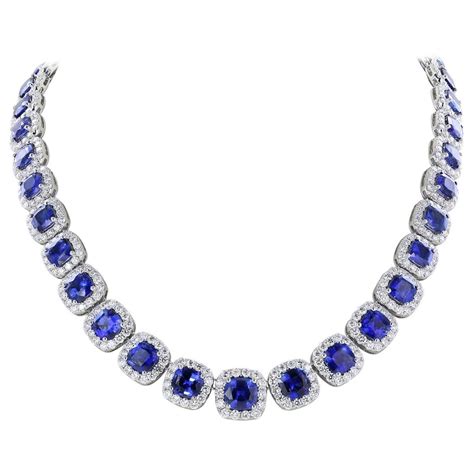 Sapphire Diamond Eternity Necklace 4055 Carats Of Sapphires Antique