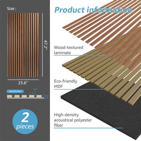 Art3d 2 Wood Slat Acoustic Panels For Wall And Ceiling 3d Fluted Sound