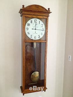 Antique Seth Thomas Regulator Oak Pendulum Wall Clock Day Circa