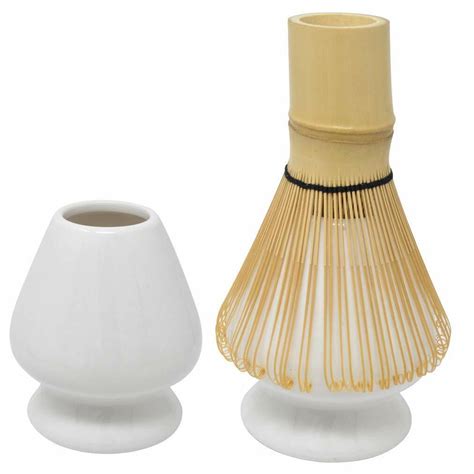 Chasen Tea Whisk And Chashaku Hooked Bamboo Scoop Preparing Matcha From