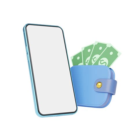 Phone With Cash Money Into Wallet Float On Transparent Mobile Banking