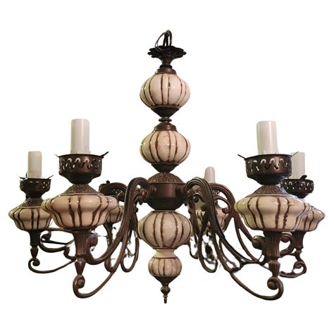 Vintage Italian Porcelain 6 Light Chandelier For Sale At 1stdibs