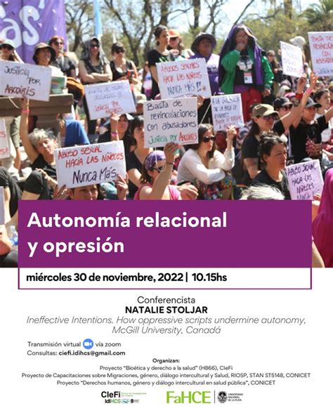 Autonomía relacional y opresión 6º Encuentro y Ciclo de Conferencias