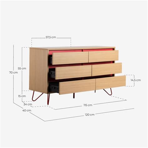 Cómoda Cajonera de Melamina con 6 Cajones Clyde Cajonera Cajones