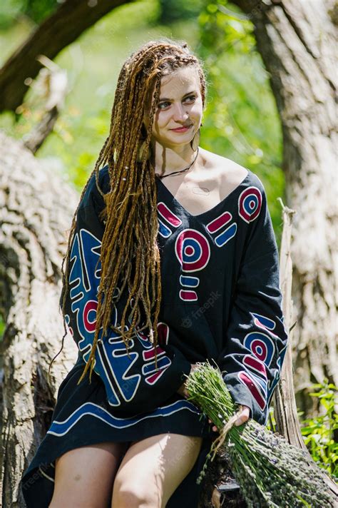 Premium Photo Beautiful Girl With Dreadlocks Dressed Hippie Styleposes Outdoors