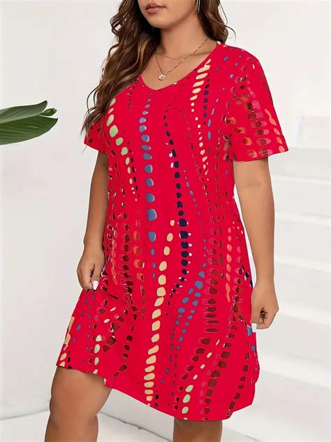 Plus Size Elegant Dress Womens Plus Tie Dye Short Sleeve V Temu