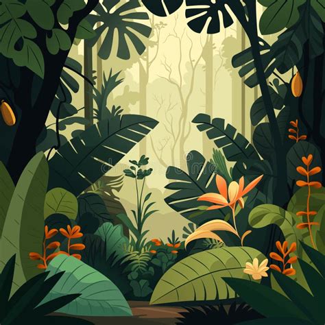 Jungle Tropical Rainforest Tropical Leaves Foliage Flowers And