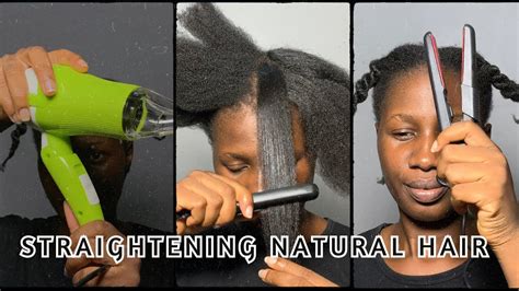 How To Stretch Natural Hair How To Straighten Natural Hair At Home Youtube