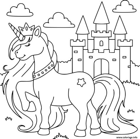 Coloriage Licorne Princesse Chateau De Prince Jecolorie