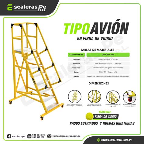 Escalera tipo avion fibra vidrio Escaleras Perú