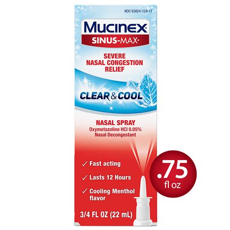 Mucinex Sinus Max Clear Cool Nasal Decongestant Spray 0 75 Fl Oz