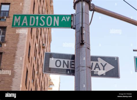 Madison Avenue Street Sign Manhattan New York City United States Of