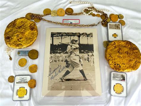 Babe Ruth Signed Photo PSA DNA 10 Pirate Gold Coins
