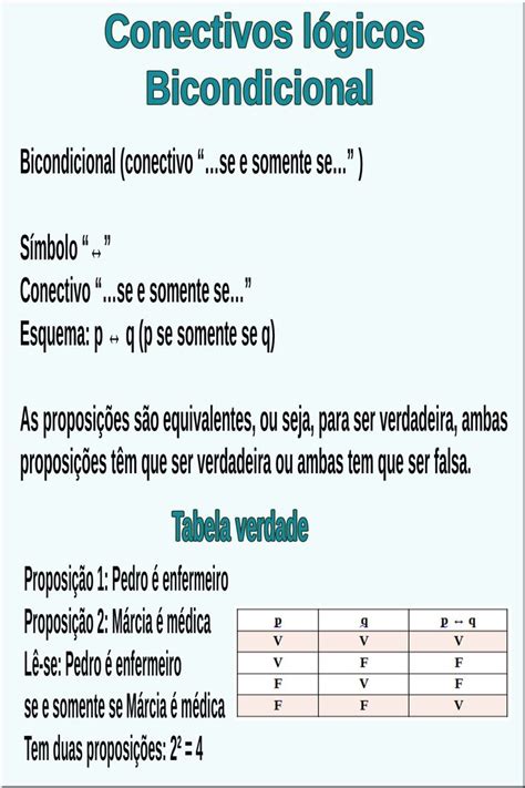 Conectivos lógicos Bicondicional Raciocinio logico concurso Lógico