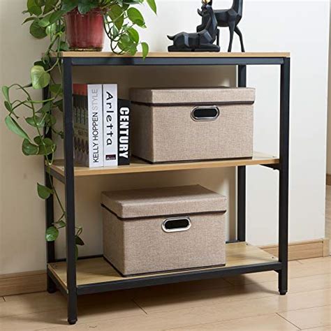 Prandom Collapsible Storage Cubes With Lids 3 Pack Jute Fabric