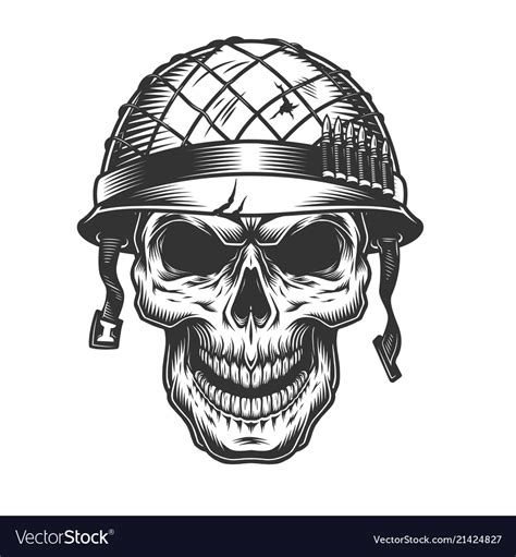 Skull In The Soldier Helmet Royalty Free Vector Image