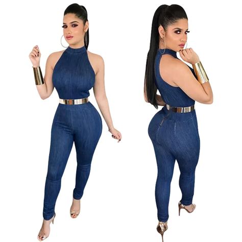 Buy Blue Denim Jumpsuit Romper Women Summer Fashion