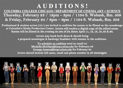 Actor Auditions in Chicago for Columbia Student Film Productions ...