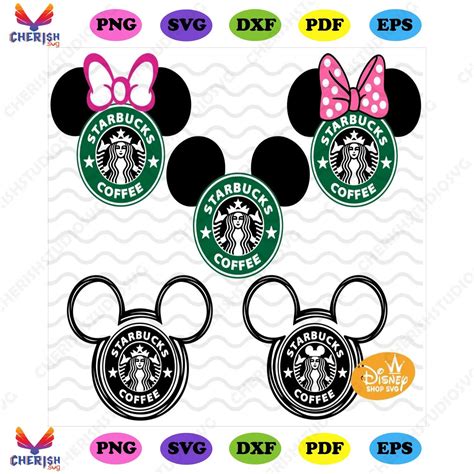 Disney Starbucks Svgdisney Floral Svgstarbucks Svgmickey And Minnie Svgstarbucks Logo Svg