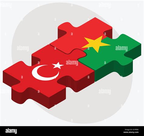 Turkey And Burkina Faso Flags In Puzzle Isolated On White Background