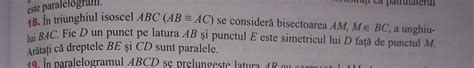 In Triunghiul Isoscel Abc Ab Ac Se Consider Bisectoarea Am Me