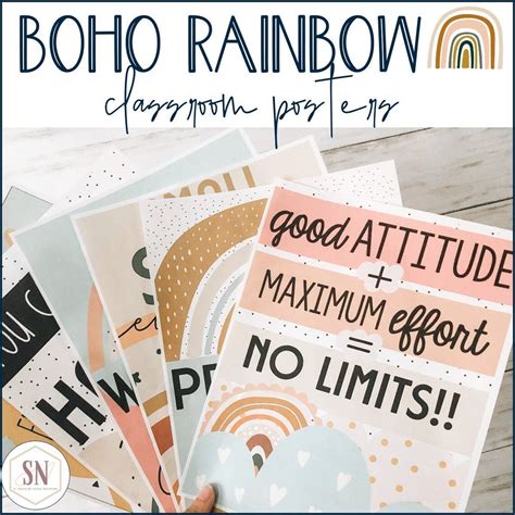 Boho Rainbow Classroom Posters Etsy