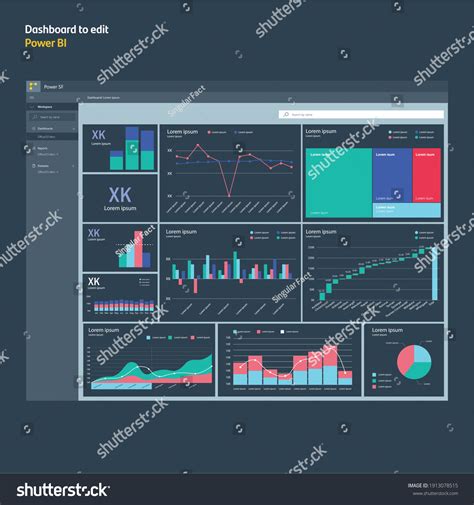 Dashboard Graphs Charts Power Bi Analysis Stock Vector (Royalty Free ...