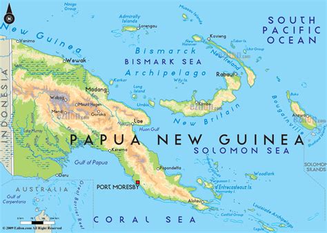 Road Map of Papua New Guinea and Papua New Guinea Road Maps