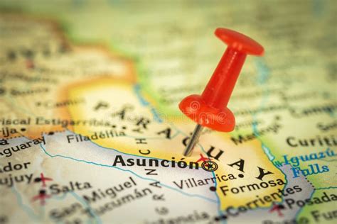 Emplacement Ville Asuncion Sur Paraguay Rouge Push Pin Sur La Carte De