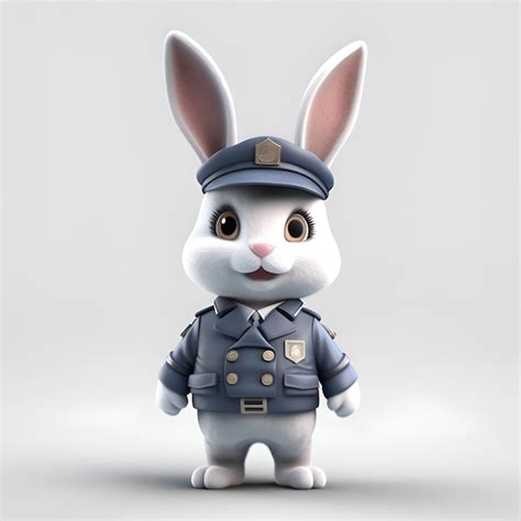 Premium AI Image | 3D Render of a Cute Bunny with a Police Officer Costume