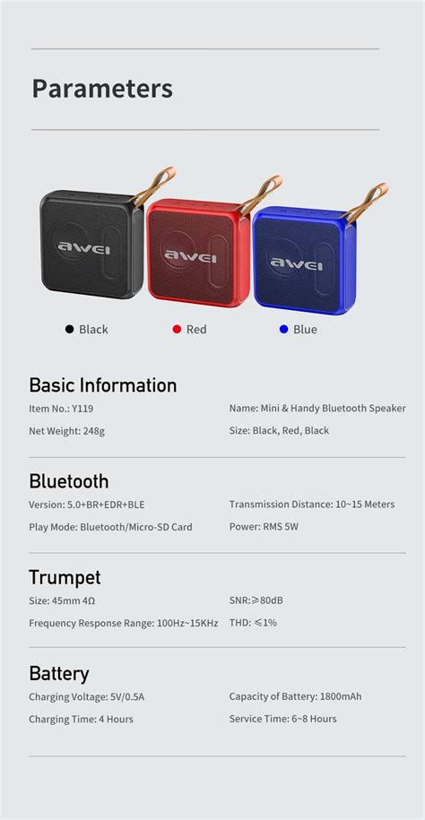 Awei Y Tws Portable Series Mini Portable Outdoor Wireless Speaker