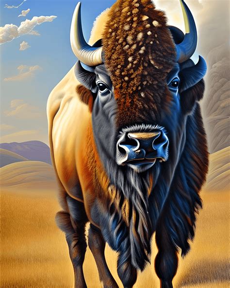 Beautiful Bison Painting on Canvas · Creative Fabrica