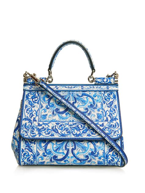 Dolce Gabbana Mini Sicily Majolica Print Leather Cross Body Bag In