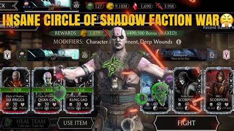 Circle Of Shadow Team Maxed Points Faction War Elder Survivors Mode