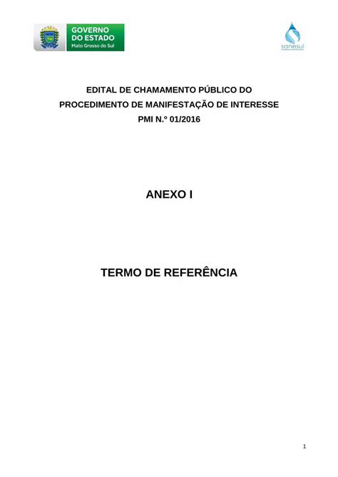 Pdf Anexo I Termo De Refer Ncia Sanesul Ms Gov Br I Pdf