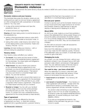 Fillable Online This Factsheet Discusses Tenancy Issues For Renters In