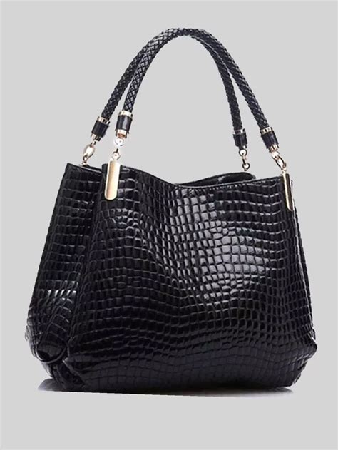 Olivia Mark Minimalist Croc Embossed Shoulder Tote Bag Women Tote Bags