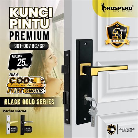 Jual Prospero Kunci Handle Gagang Pintu Utama Minimalist Emas Black