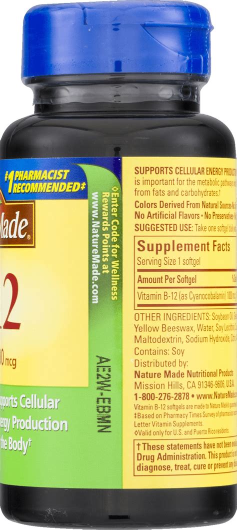 Nature Made Vitamin B12 1000 Mcg Gluten Free Softgels Value Size 1500 Ct