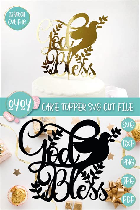 Baptism Svg God Bless Cake Topper Svg With Dove