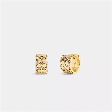 Coach Quilted Signature Huggie Earrings