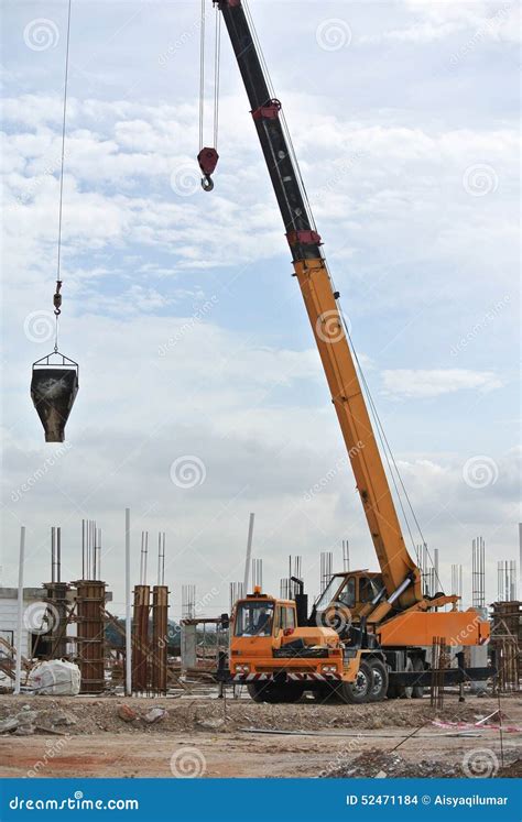 Mobile Crane Used To Lifting Heavy Material at Construction Site Stock ...