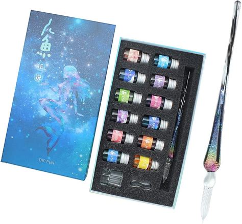 Sipliv Handmade Glass Dip Pen Set Starry Sky Crystal Vintage Signature