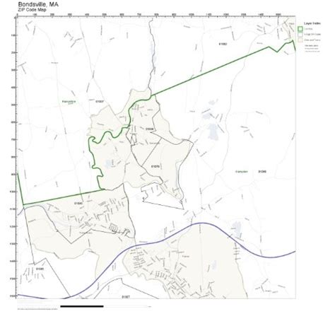 Zip Code Wall Map Of Bondsville Ma Zip Code Map Not Laminated Office Products