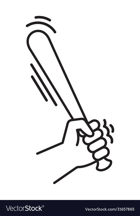 Baseball Bat In Man Hand Wooden Bat Royalty Free Vector