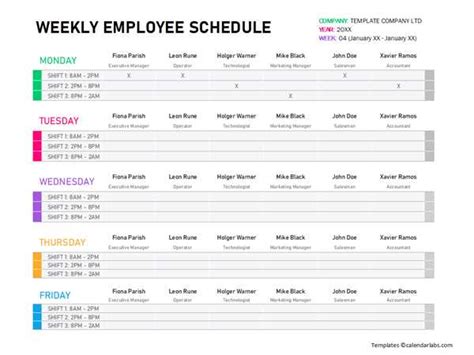 shift work calendar template  efficient scheduling