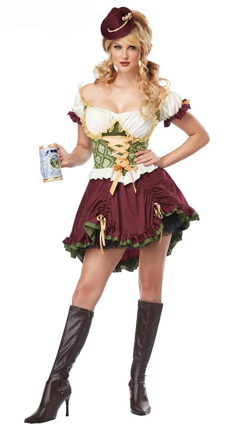 Germany Bavaria Oktoberfest Outfit Halloween Party Bar Beer Maid Dirndl Beer Girl Wench Costume