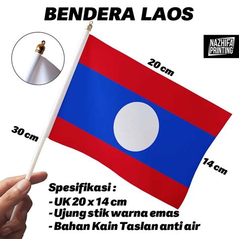 Jual Bendera Tangan Negara Laos Bendera Stik Pawai Mini Kecil Bahan