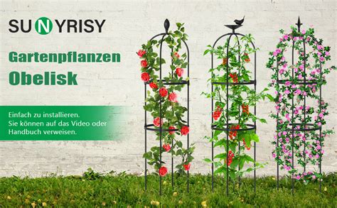 SUNYRISY Rankhilfe Garten Obelisk 3er Set Rankgitter Käfige für